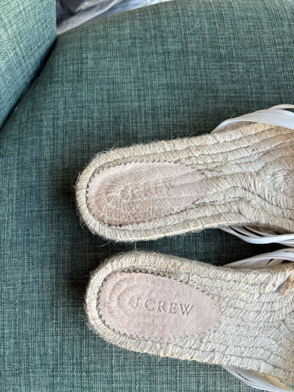 J. Crew women’s White Knotted Espadrille summer Slides Size 8 worn once EUC! - Picture 6 of 14